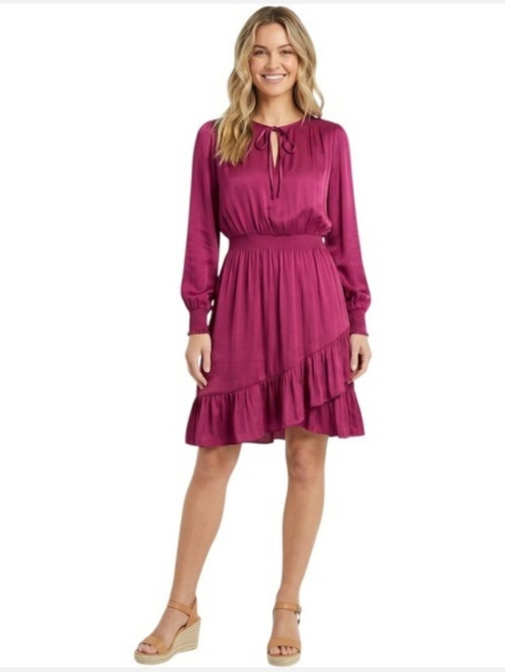 Banana Republic Long Sleeve Smocked Ruffle Dress